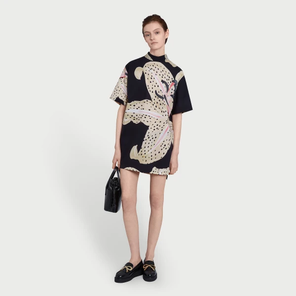 Giambattista Valli Long Black Macro Lilies Popeline Blouse - Giambattista Valli Tops - Romantic Couture - Shop at Coveti