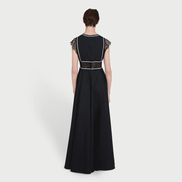 Giambattista Valli Long Black Popeline And Lace Dress - Giambattista Valli Dresses - Romantic Couture - Shop at Coveti