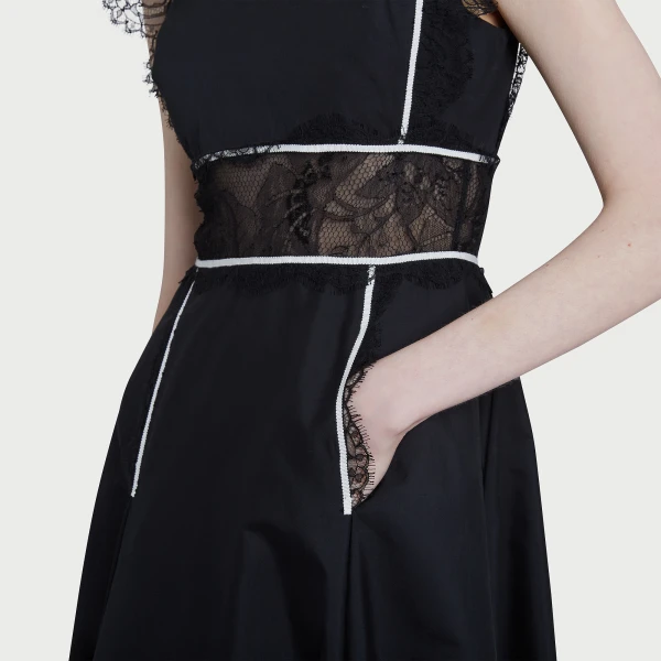 Giambattista Valli Long Black Popeline And Lace Dress - Giambattista Valli Dresses - Romantic Couture - Shop at Coveti