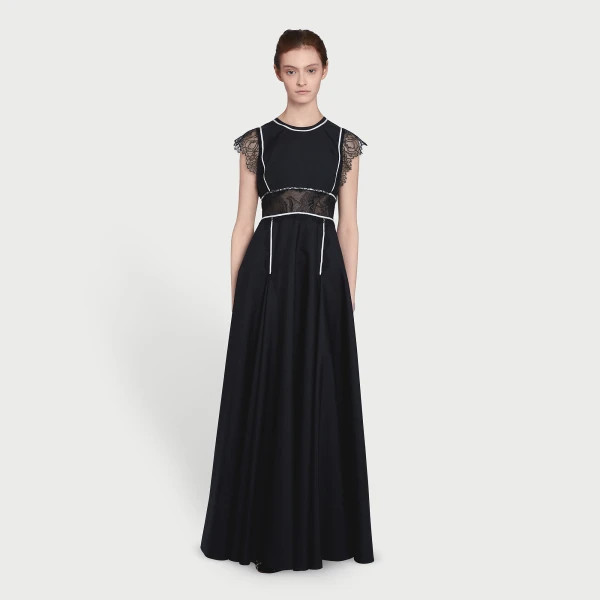 Giambattista Valli Long Black Popeline And Lace Dress - Giambattista Valli Dresses - Romantic Couture - Shop at Coveti