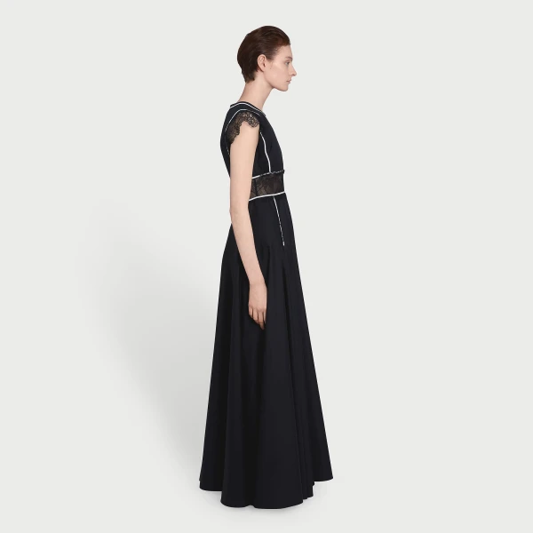 Giambattista Valli Long Black Popeline And Lace Dress - Giambattista Valli Dresses - Romantic Couture - Shop at Coveti