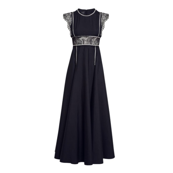 Giambattista Valli Long Black Popeline And Lace Dress - Giambattista Valli Dresses - Romantic Couture - Shop at Coveti