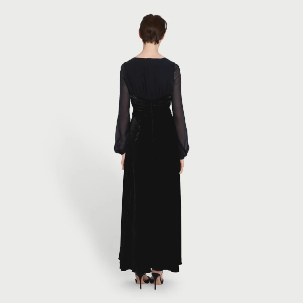 Giambattista Valli Long Black Velvet And Lace Dress - Giambattista Valli Dresses - Romantic Couture - Shop at Coveti