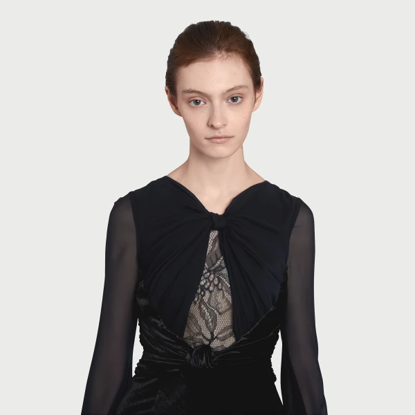 Giambattista Valli Long Black Velvet And Lace Dress - Giambattista Valli Dresses - Romantic Couture - Shop at Coveti