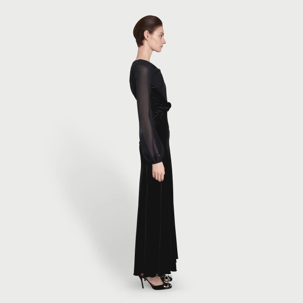 Giambattista Valli Long Black Velvet And Lace Dress - Giambattista Valli Dresses - Romantic Couture - Shop at Coveti