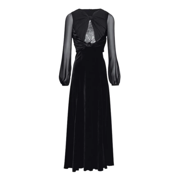 Giambattista Valli Long Black Velvet And Lace Dress - Giambattista Valli Dresses - Romantic Couture - Shop at Coveti