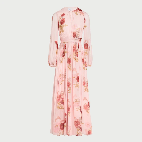 Giambattista Valli Long Blossoms Pink Silk Dress - Giambattista Valli Dresses - Romantic Couture - Shop at Coveti