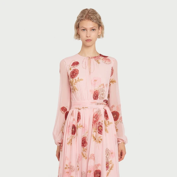 Giambattista Valli Long Blossoms Pink Silk Dress - Giambattista Valli Dresses - Romantic Couture - Shop at Coveti
