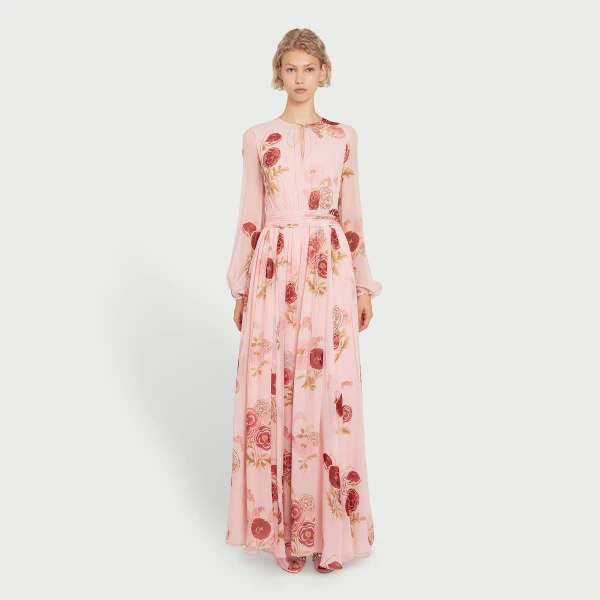 Giambattista Valli Long Blossoms Pink Silk Dress - Giambattista Valli Dresses - Romantic Couture - Shop at Coveti