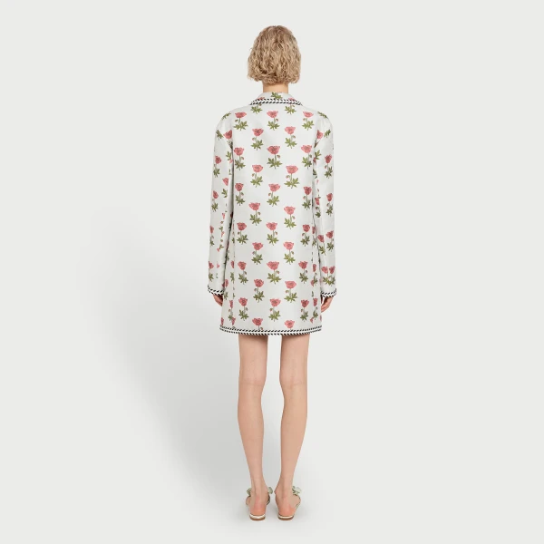 Giambattista Valli Long Blue Floral Jacquard Coat - Giambattista Valli Coats - Romantic Couture - Shop at Coveti