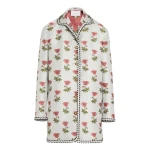 Giambattista Valli Long Blue Floral Jacquard Coat - Giambattista Valli Coats - Romantic Couture - Shop at Coveti