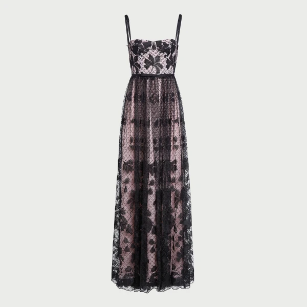 Giambattista Valli Long Corset Dress In Tulle With Floral Embroidery - Giambattista Valli Dresses - Romantic Couture - Shop at Coveti