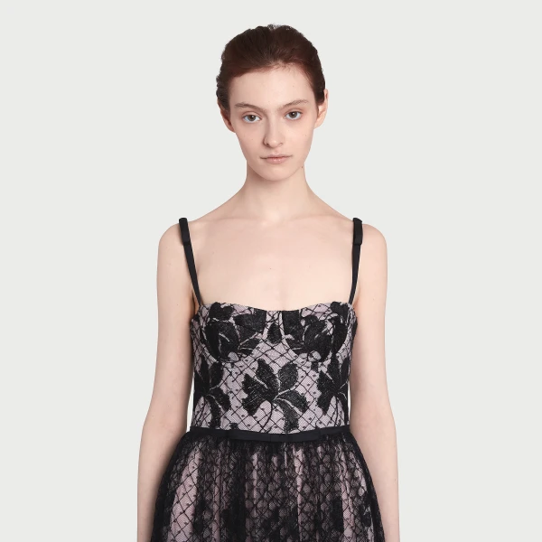 Giambattista Valli Long Corset Dress In Tulle With Floral Embroidery - Giambattista Valli Dresses - Romantic Couture - Shop at Coveti