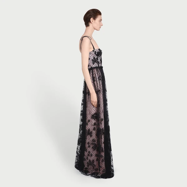Giambattista Valli Long Corset Dress In Tulle With Floral Embroidery - Giambattista Valli Dresses - Romantic Couture - Shop at Coveti