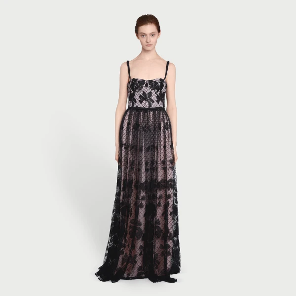 Giambattista Valli Long Corset Dress In Tulle With Floral Embroidery - Giambattista Valli Dresses - Romantic Couture - Shop at Coveti