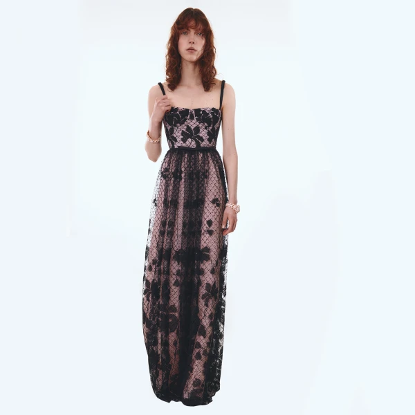 Giambattista Valli Long Corset Dress In Tulle With Floral Embroidery - Giambattista Valli Dresses - Romantic Couture - Shop at Coveti