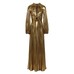 Giambattista Valli Long Gold Laminated Jersey Dress With Bows - Giambattista Valli Dresses - Romantic Couture - Shop at Coveti