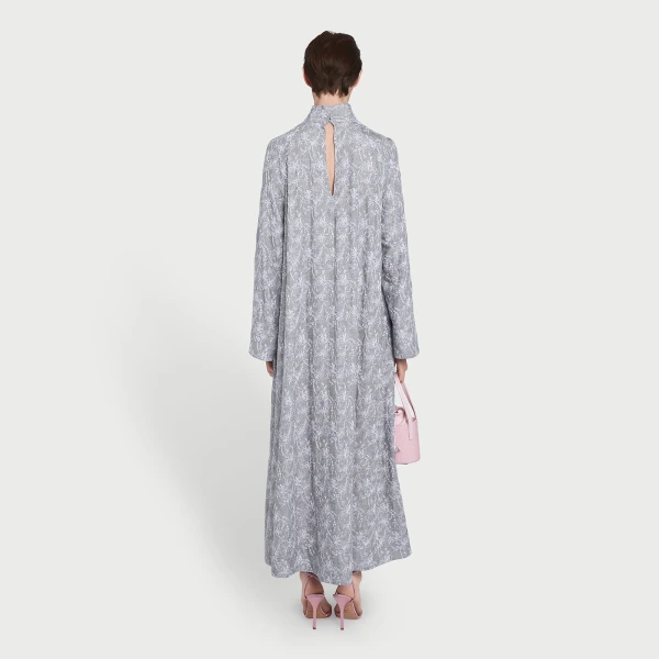 Giambattista Valli Long Gray Dress In Chinoiserie Embroidered Wool - Giambattista Valli Dresses - Romantic Couture - Shop at Coveti