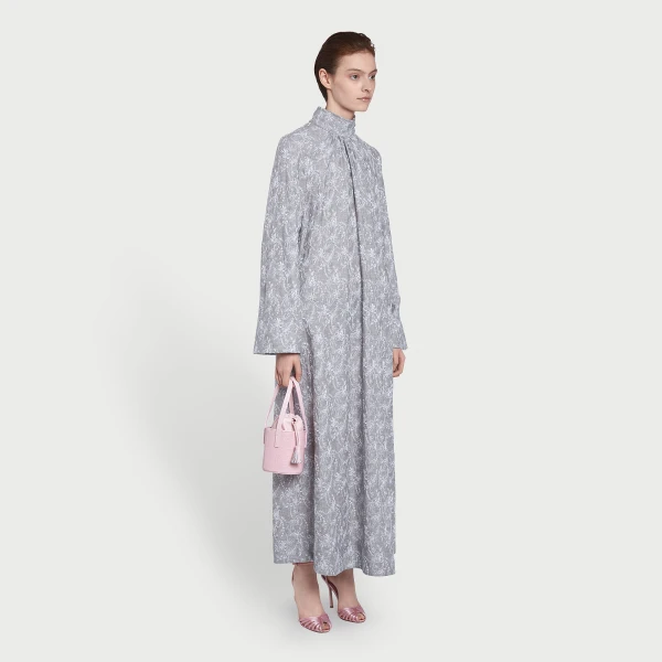 Giambattista Valli Long Gray Dress In Chinoiserie Embroidered Wool - Giambattista Valli Dresses - Romantic Couture - Shop at Coveti