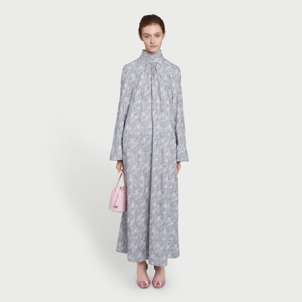 Giambattista Valli Long Gray Dress In Chinoiserie Embroidered Wool - Giambattista Valli Dresses - Romantic Couture - Shop at Coveti