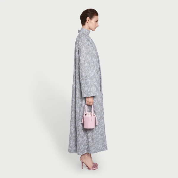Giambattista Valli Long Gray Dress In Chinoiserie Embroidered Wool - Giambattista Valli Dresses - Romantic Couture - Shop at Coveti