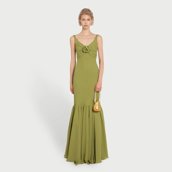 Giambattista Valli Long Green Trumpet Dress - Giambattista Valli Dresses - Romantic Couture - Shop at Coveti