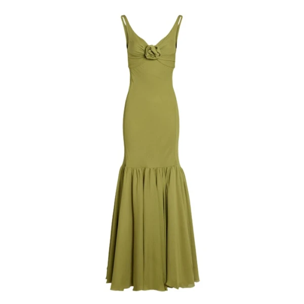 Long Green Trumpet Dress