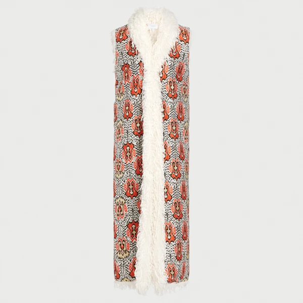 Giambattista Valli Long Ikat Jacquard Sleeveless Coat - Giambattista Valli Coats - Romantic Couture - Shop at Coveti
