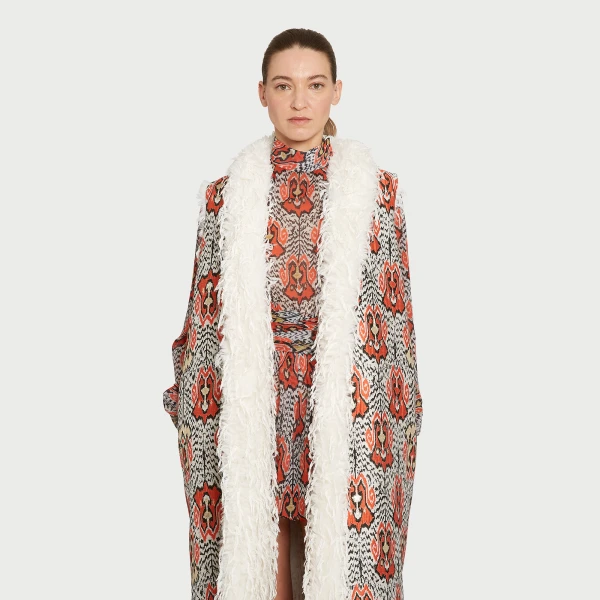 Giambattista Valli Long Ikat Jacquard Sleeveless Coat - Giambattista Valli Coats - Romantic Couture - Shop at Coveti