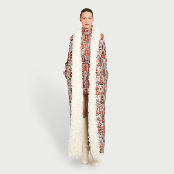 Giambattista Valli Long Ikat Jacquard Sleeveless Coat - Giambattista Valli Coats - Romantic Couture - Shop at Coveti