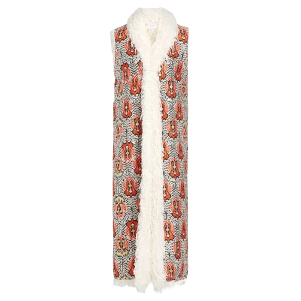 Giambattista Valli Long Ikat Jacquard Sleeveless Coat - Giambattista Valli Coats - Romantic Couture - Shop at Coveti