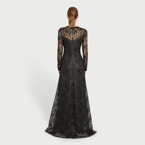 Giambattista Valli Long Kaftan Dress With Shimmering Black Embroidery - Giambattista Valli Dresses - Romantic Couture - Shop at Coveti
