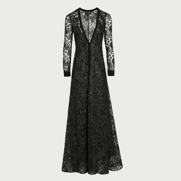 Giambattista Valli Long Kaftan Dress With Shimmering Black Embroidery - Giambattista Valli Dresses - Romantic Couture - Shop at Coveti