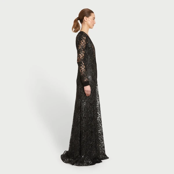 Giambattista Valli Long Kaftan Dress With Shimmering Black Embroidery - Giambattista Valli Dresses - Romantic Couture - Shop at Coveti