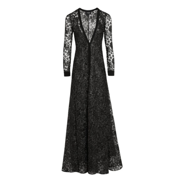 Giambattista Valli Long Kaftan Dress With Shimmering Black Embroidery - Giambattista Valli Dresses - Romantic Couture - Shop at Coveti