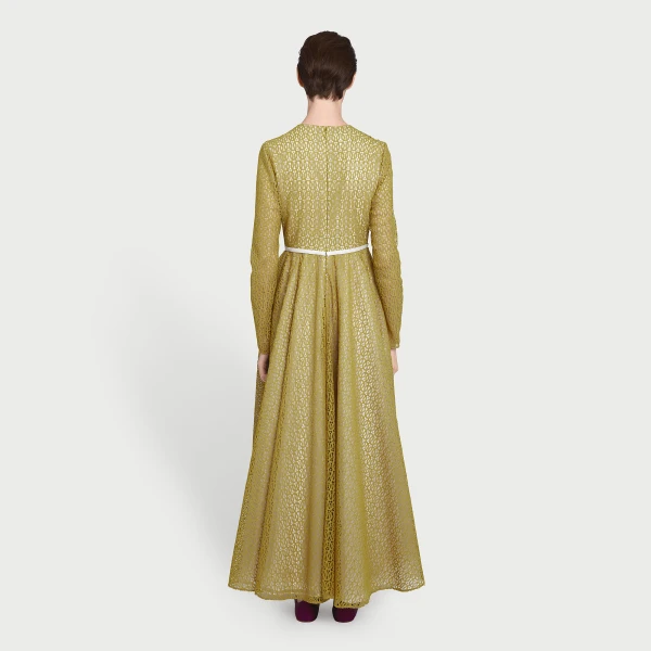 Giambattista Valli Long Mustard Ribbon Macramé Dress - Giambattista Valli Dresses - Romantic Couture - Shop at Coveti