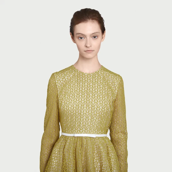 Giambattista Valli Long Mustard Ribbon Macramé Dress - Giambattista Valli Dresses - Romantic Couture - Shop at Coveti