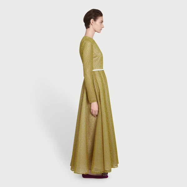 Giambattista Valli Long Mustard Ribbon Macramé Dress - Giambattista Valli Dresses - Romantic Couture - Shop at Coveti