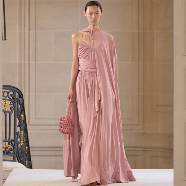 Giambattista Valli Long Pink Dress With Cape - Giambattista Valli Dresses - Romantic Couture - Shop at Coveti