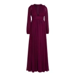Giambattista Valli Long Purple Silk Dress And Lace Collar - Giambattista Valli Dresses - Romantic Couture - Shop at Coveti