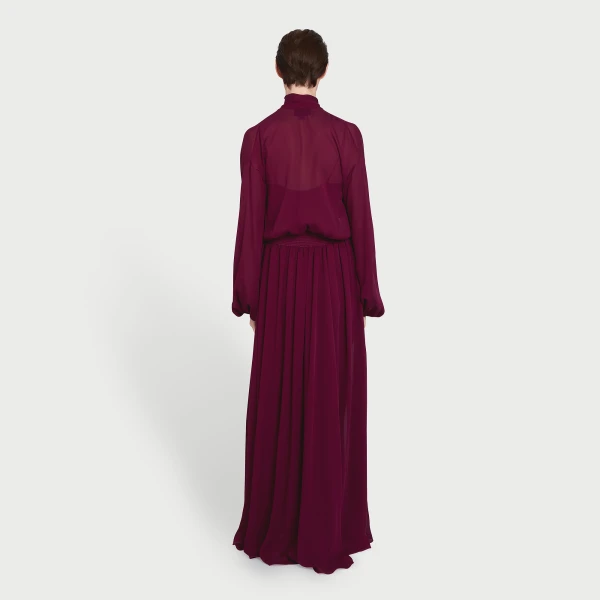 Giambattista Valli Long Purple Silk Dress With Self-Tie Neck - Giambattista Valli Dresses - Romantic Couture - Shop at Coveti