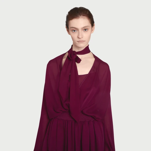 Giambattista Valli Long Purple Silk Dress With Self-Tie Neck - Giambattista Valli Dresses - Romantic Couture - Shop at Coveti