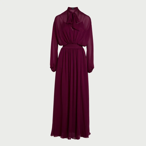 Giambattista Valli Long Purple Silk Dress With Self-Tie Neck - Giambattista Valli Dresses - Romantic Couture - Shop at Coveti