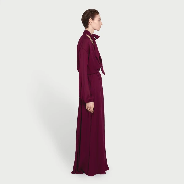 Giambattista Valli Long Purple Silk Dress With Self-Tie Neck - Giambattista Valli Dresses - Romantic Couture - Shop at Coveti