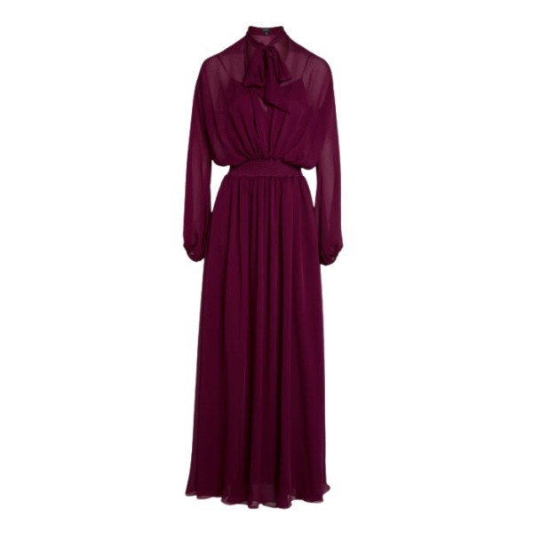 Giambattista Valli Long Purple Silk Dress With Self-Tie Neck - Giambattista Valli Dresses - Romantic Couture - Shop at Coveti