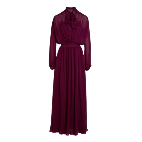 Giambattista Valli Long Purple Silk Dress With Self-Tie Neck - Giambattista Valli Dresses - Romantic Couture - Shop at Coveti