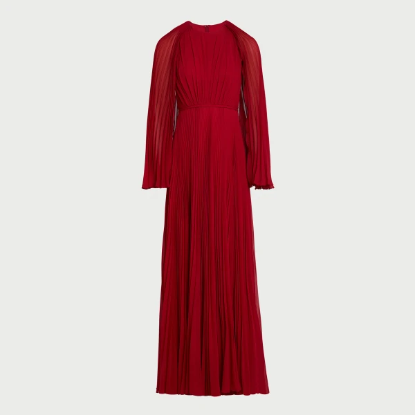 Giambattista Valli Long Red Cape Silk Dress - Giambattista Valli Dresses - Romantic Couture - Shop at Coveti