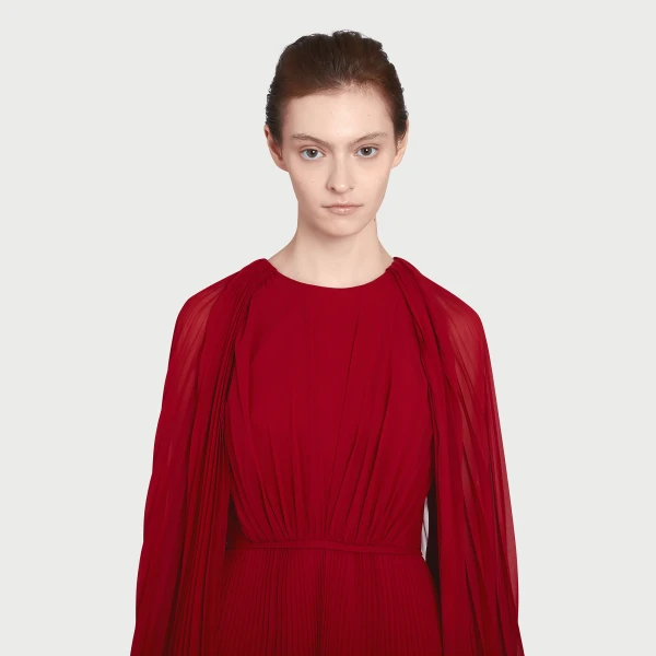Giambattista Valli Long Red Cape Silk Dress - Giambattista Valli Dresses - Romantic Couture - Shop at Coveti
