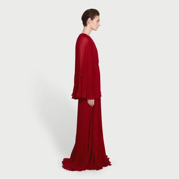 Giambattista Valli Long Red Cape Silk Dress - Giambattista Valli Dresses - Romantic Couture - Shop at Coveti