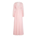 Giambattista Valli Long Rose Quartz Silk Dress And Lace Collar - Giambattista Valli Dresses - Romantic Couture - Shop at Coveti